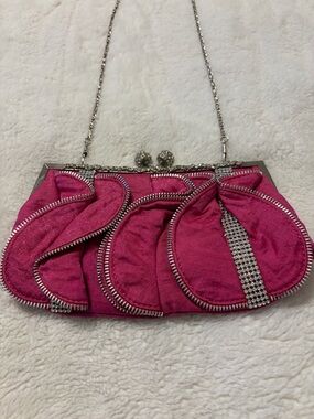 Pink Evening Clutch with Crystal Accents